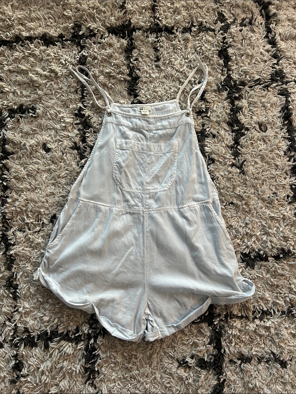 Billabong Light Blue Denim Short Overalls Romper